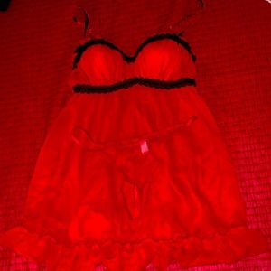 Red babydoll lingerie